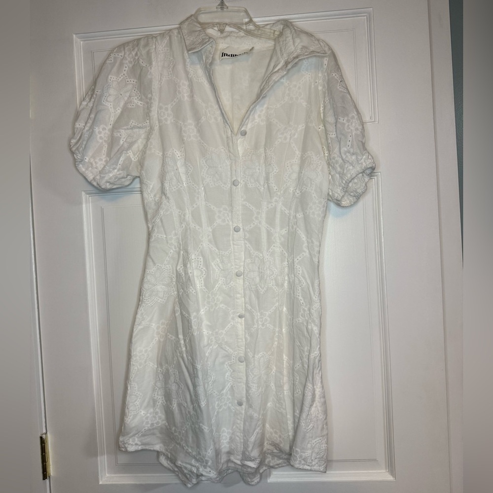 Indikah Zurich Pleated Waist Shirt Dress Eyelet